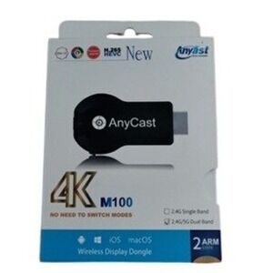AnyCast M100 4K Wireless Display Dongle Dual Band 5G WiFi Receiver HDMI Black